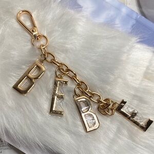 bebe Gold Letter Charm Keychain